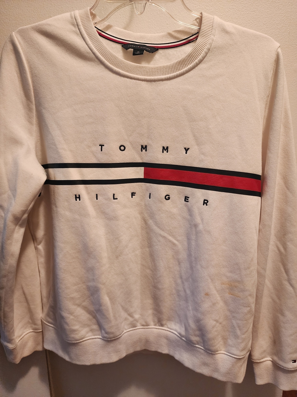 Tommy Hilfiger Men's Cream Logo Crewneck Sweater